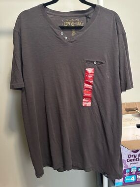 Copper & Oak charcoal grey Henley shortsleeve Tee size XL New with tags